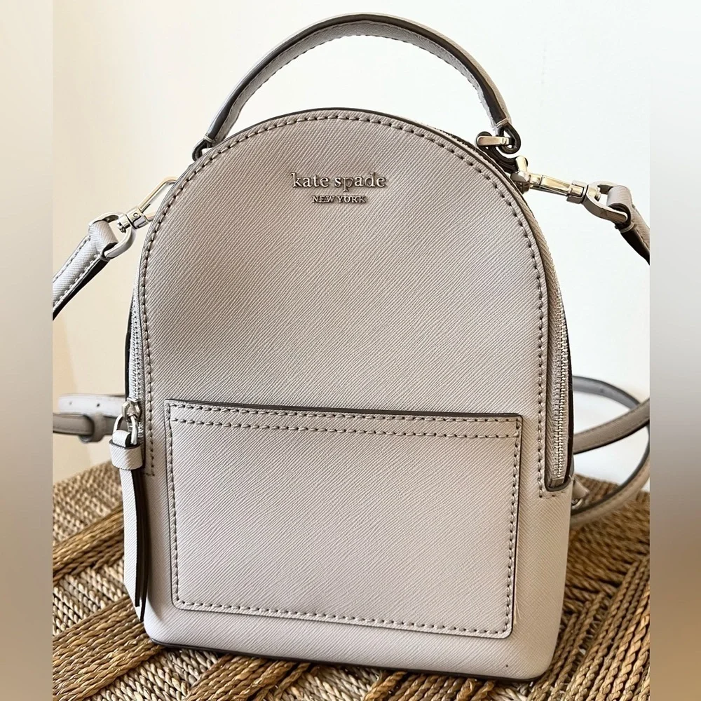 Kate Spade Bag Women’s Gray Leather Mini Cameron Backpack Convertible Straps